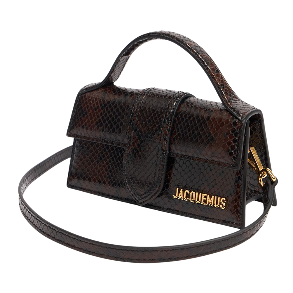 Jacquemus Le Grand Bambino Snake Print Marrone – Logo Oro