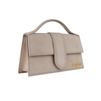 Jacquemus – Le Grand Bambino Beige scamosciata con logo oro