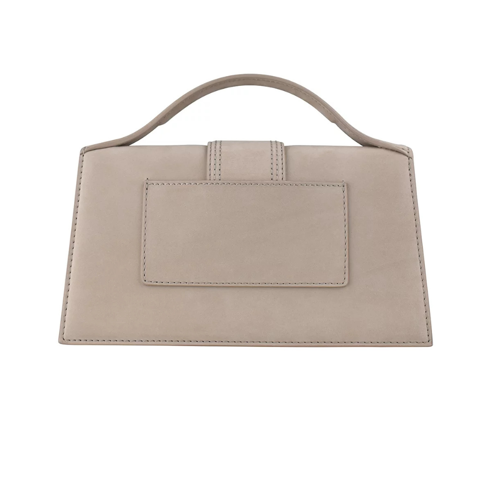 Jacquemus – Le Grand Bambino Beige scamosciata con logo oro