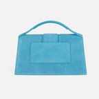 Jacquemus – Le Grand Bambino Celeste scamosciata con logo oro